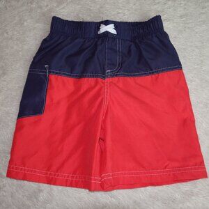 Boys Size 5T Circo Swim Trunks, Red and Navy Colorblock, Like New